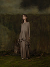 Mutedance 25 Autumn/Winter Flower-dyed Silk Round Neck Layered Long Sleeve Dress MD-MD25FW85-sand (MD25FW84)